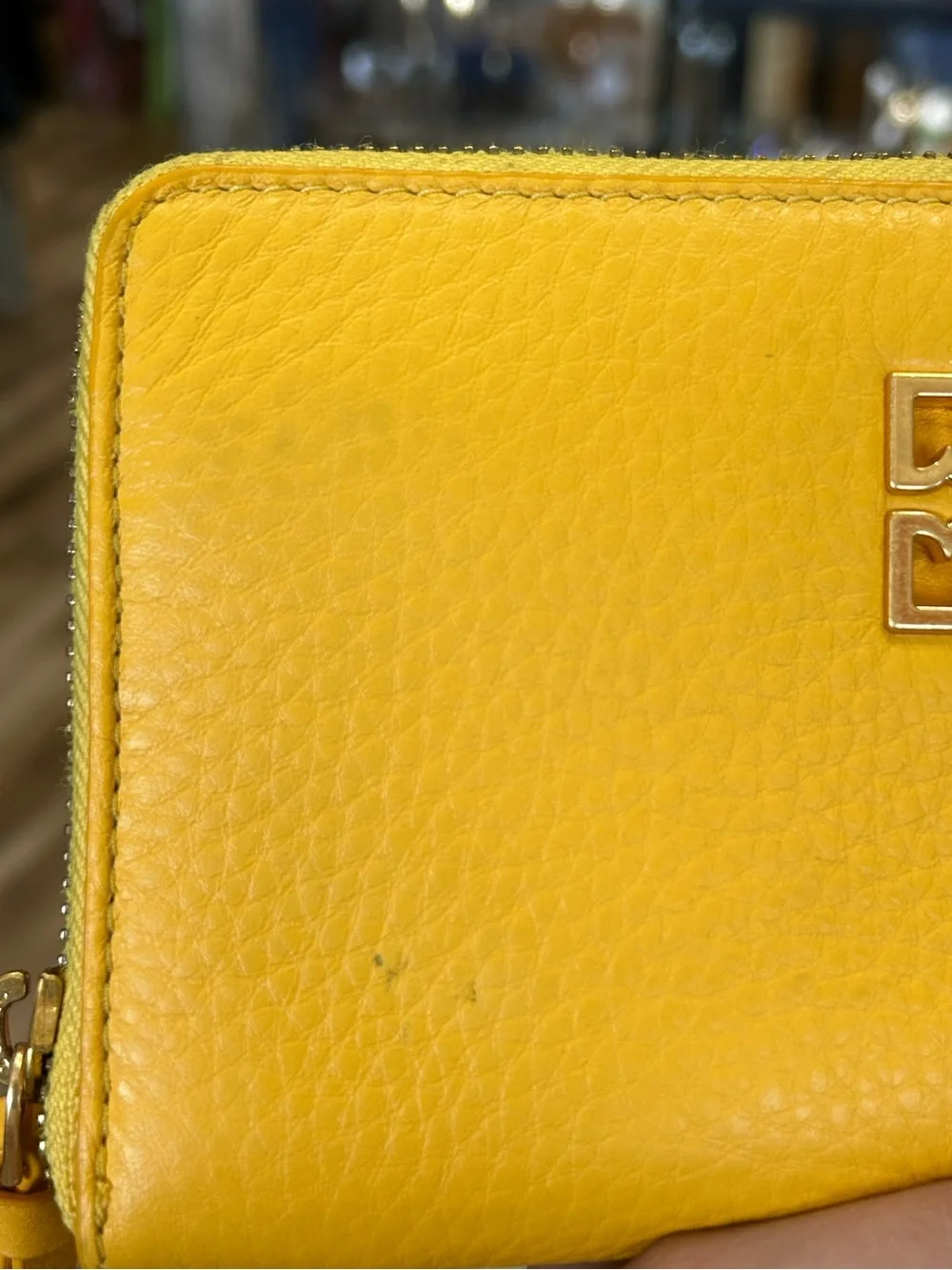 Yellow Tory Burch Britten Zip Continental Leather Wallet